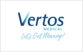 A vertos medical logo with the words let 's get moving